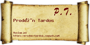 Prodán Tardos névjegykártya